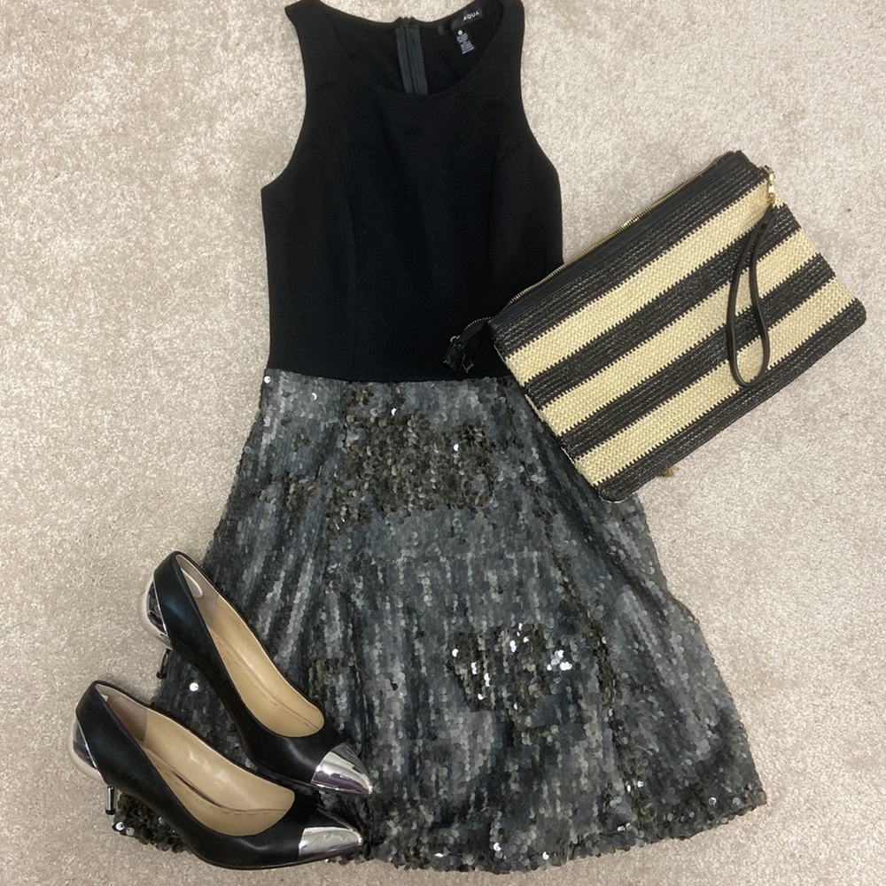 Aqua tank top dress with sequins! Bling! Size S